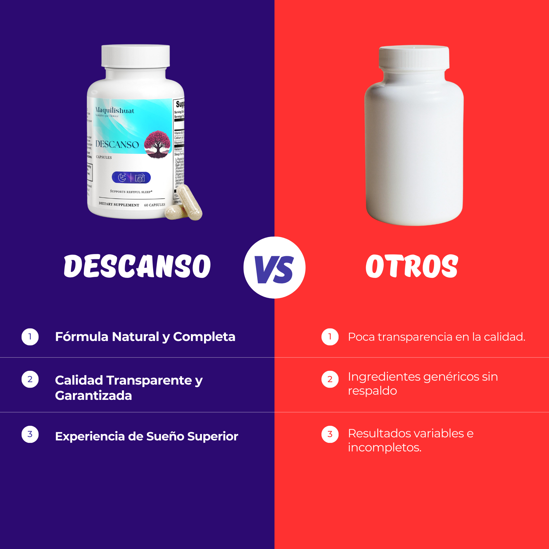 DESCANSO Suplemento Natural Para Conciliar El Sueño y Dormir Mejor